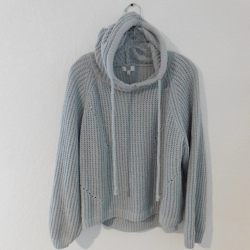 True Craft Women's Light Gray Long Sleeve Super Soft Pullover Hoodie Sweater L